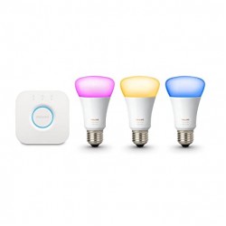 PHILIPS Hue Starter Kit with 10W E27 Bulb, Compatible with Amazon Alexa, Apple Home Kit, and The Google Assistant (White and Color Ambiance)