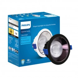 PHILIPS 12 Watt Black Body with Black Reflector LED Ceiling COB Round Spot Light with Focused Beam | Cut Out: 102mm | Natural White Deco Bright