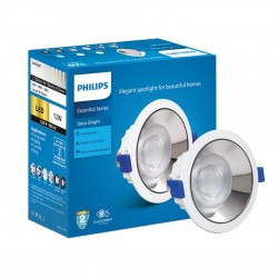 PHILIPS 12 Watt Chrome Reflector LED Ceiling COB Round Spot Light with Focused Beam | Cut Out: 102mm | Cool Day Light Deco Bright