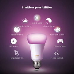 PHILIPS Hue Ambiance A19 60W LED Equivalent Smart Bulb Starter Kit Compatible with Amazon Alexa, Apple Home Kit and Google Assistant (Multicolour) - 4