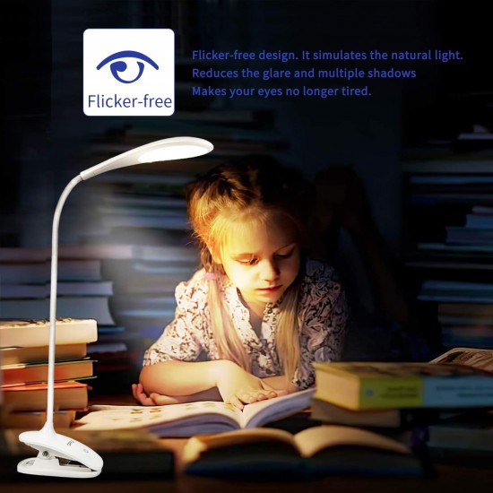 OPPLE 3W LED Desk Light, Rechargeable Reading Light with Flicker Free, Touch On/Off Switch Table Light