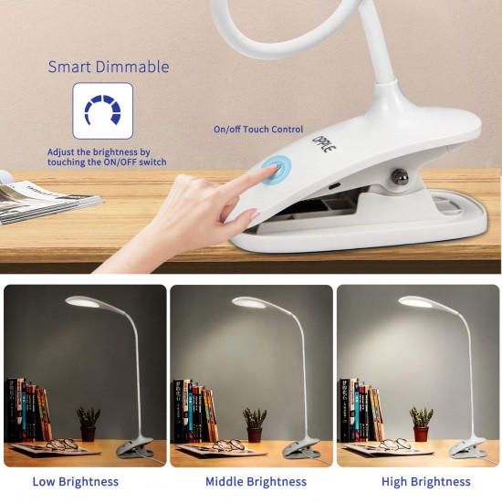 OPPLE 3W LED Desk Light, Rechargeable Reading Light with Flicker Free, Touch On/Off Switch Table Light