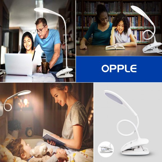 OPPLE 3W LED Desk Light, Rechargeable Reading Light with Flicker Free, Touch On/Off Switch Table Light