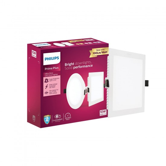 Philips 10-Watt Square AP Plus UltraGlow LED DL Recessed LED Panel Ceiling Light (Warm White)