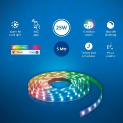 Philips Wiz Smart Colour Changing Strip Light | Dimmable, Wi-Fi Enabled 5-Meter RGB Strip Light for Cove Lighting in Ceiling, Behind TV, and for Decoration | Compatible with Alexa & Google Assistant