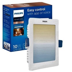 PHILIPS 10-Watt Smart Wi-Fi LED Square Ceiling Lamp Downlighter WiZ Connected (Shades of White + Dimmable + Pre-Set Modes)