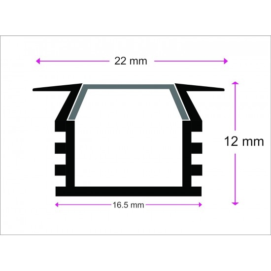 ORANGEVOLT Aluminium Rectangular Conciled LED 1Meter Profile Channels with Diffused Cover, End Caps and Mounting Clips for LED Strip Light