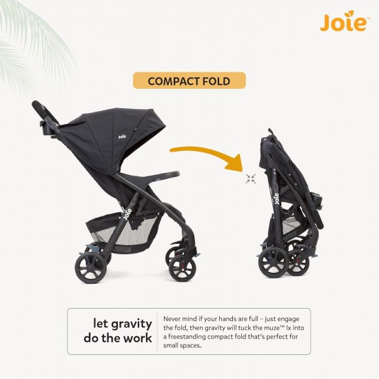 Joie Muze Full Featured Baby Stroller - Compact Fold Baby Pram with 5-Point Harness, Travel System Compatible, Lie-Flat Recline and Suitable for Birth to 15kg/(Birth - 36 months)