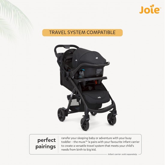 Joie Muze Full Featured Baby Stroller - Compact Fold Baby Pram with 5-Point Harness, Travel System Compatible, Lie-Flat Recline and Suitable for Birth to 15kg/(Birth - 36 months)