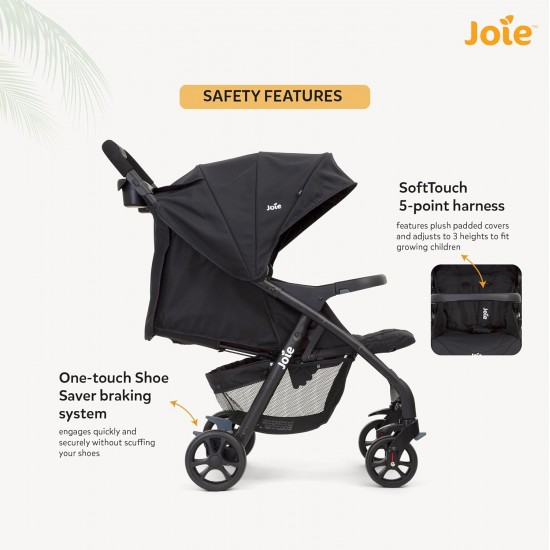 Joie Muze Full Featured Baby Stroller - Compact Fold Baby Pram with 5-Point Harness, Travel System Compatible, Lie-Flat Recline and Suitable for Birth to 15kg/(Birth - 36 months)