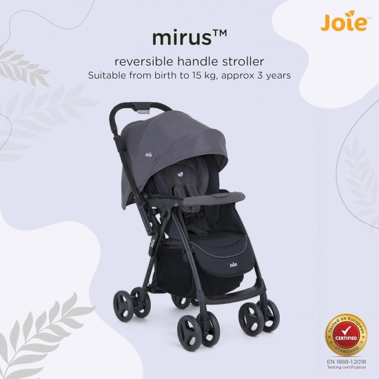 Joie Mirus Lightweight Baby Stroller Pram with Reversible Handle Hand Brake and One Hand Fold Buggy