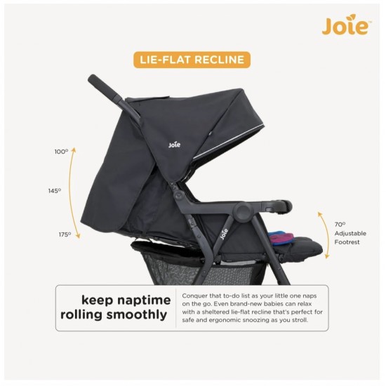 Joie Mytrax Baby Stroller- Pram for Kids with Automatic fold Lock, Suitable from Birth with Flat Reclining Seat