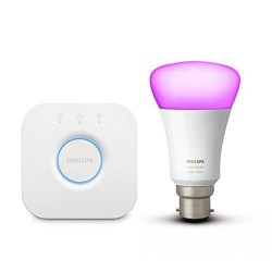 PHILIPS Hue Mini Starter Kit with 10W B22 Bulb, Compatible with Amazon Alexa, Apple Home Kit, and The Google Assistant (White and Color Ambiance)