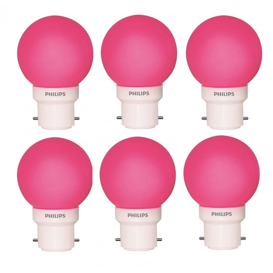 PHILIPS 0.5 watt B22 LED Deco mini (Pink, Pack of 6)