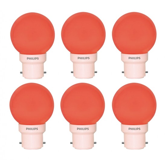 PHILIPS 0.5 watt B22 LED Deco mini (Red, Pack of 6)