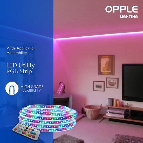 OPPLE Color Led Strip, 5 Meter RGB Color LED Strips with Remote Controller , IP65 water Proof, 220V-240V 50/60Hz Working Voltage ,for Indoor and Out Door