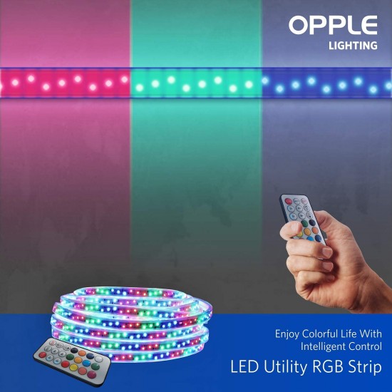 OPPLE Color Led Strip, 5 Meter RGB Color LED Strips with Remote Controller , IP65 water Proof, 220V-240V 50/60Hz Working Voltage ,for Indoor and Out Door