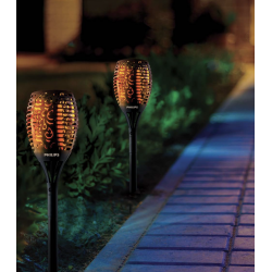 PHILIPS Acrylonitrile Butadiene Styrene Solar Flame Light | Outdoor Waterproof Mashaal Light | 96 Flickering Led Light for Garden, Pathway & Decoration | Warm White, Pack of 1