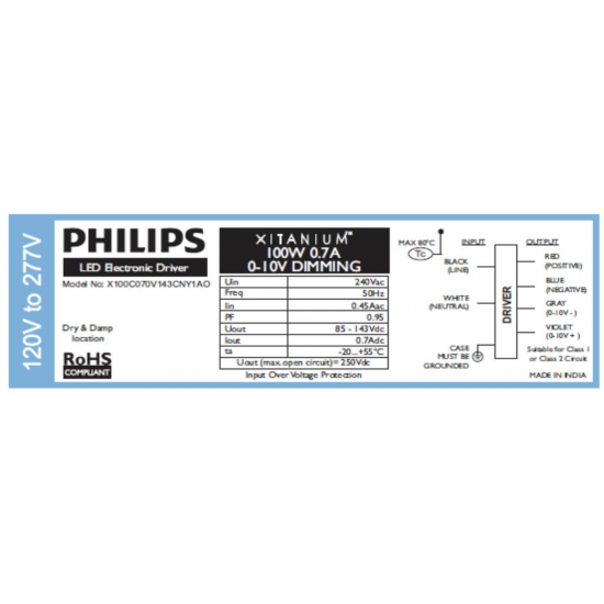 PHILIPS Xitanium 100W 0.7A 1-10V Dim LED Driver