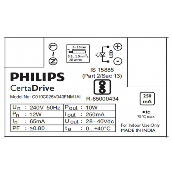 PHILIPS CertaDrive 10W 0.25A 240V - 929001413806