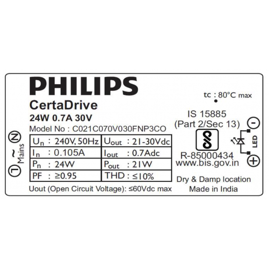 Philips CertaDrive 24W 0.7A 30V CR LED Driver